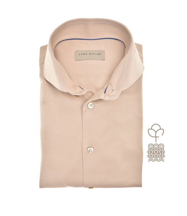 slim fit jersey overhemd beige