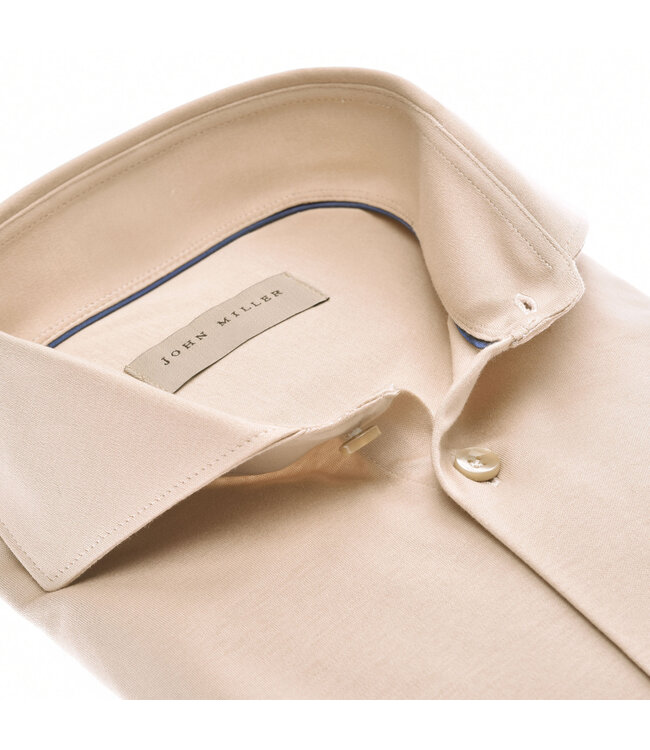 slim fit jersey overhemd beige