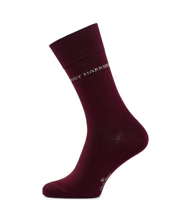 Just Married sokken bordeaux