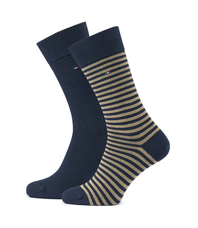 2-pack basic sokken navy/streep