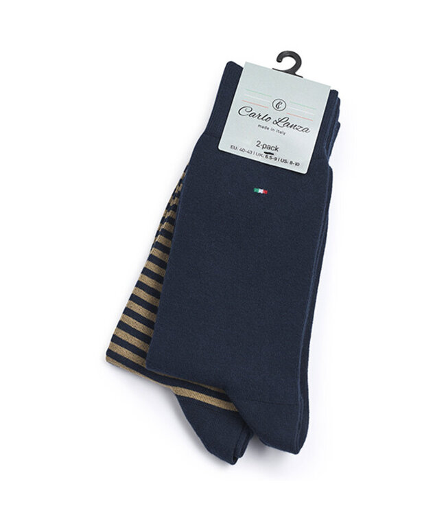 2-pack basic sokken navy/streep