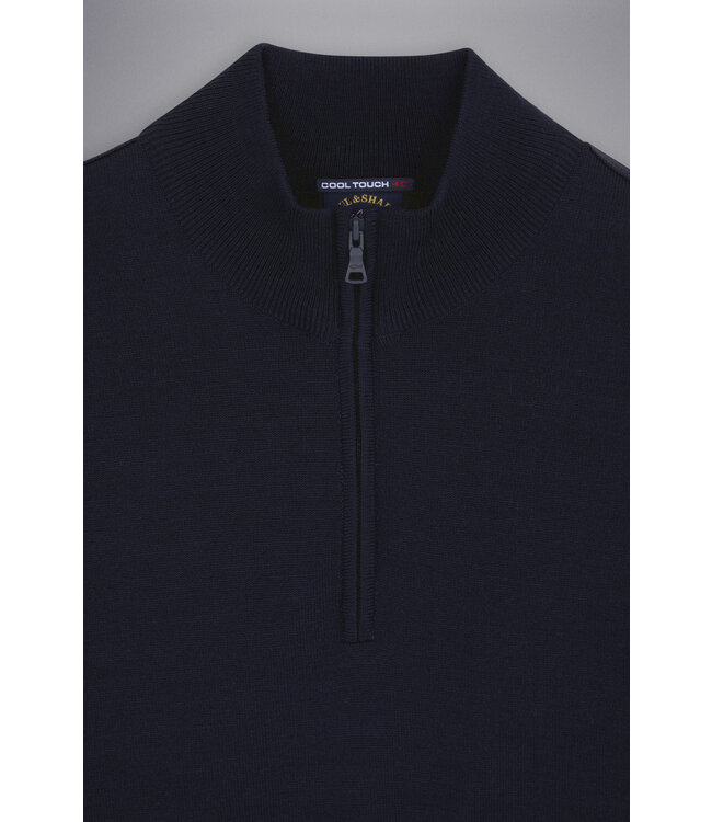 merino wollen zip trui marine