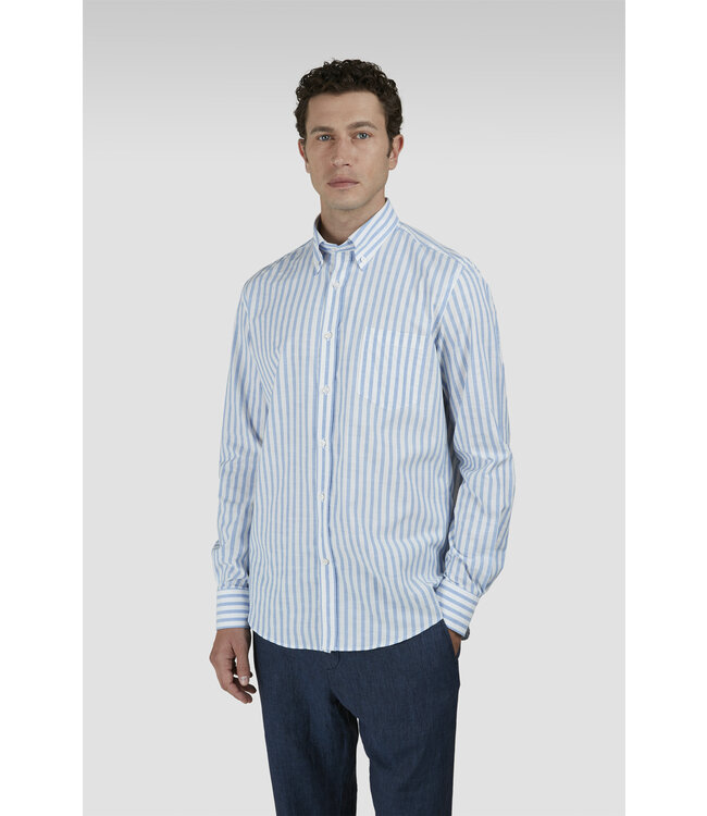 regular fit overhemd lichtblauw streep