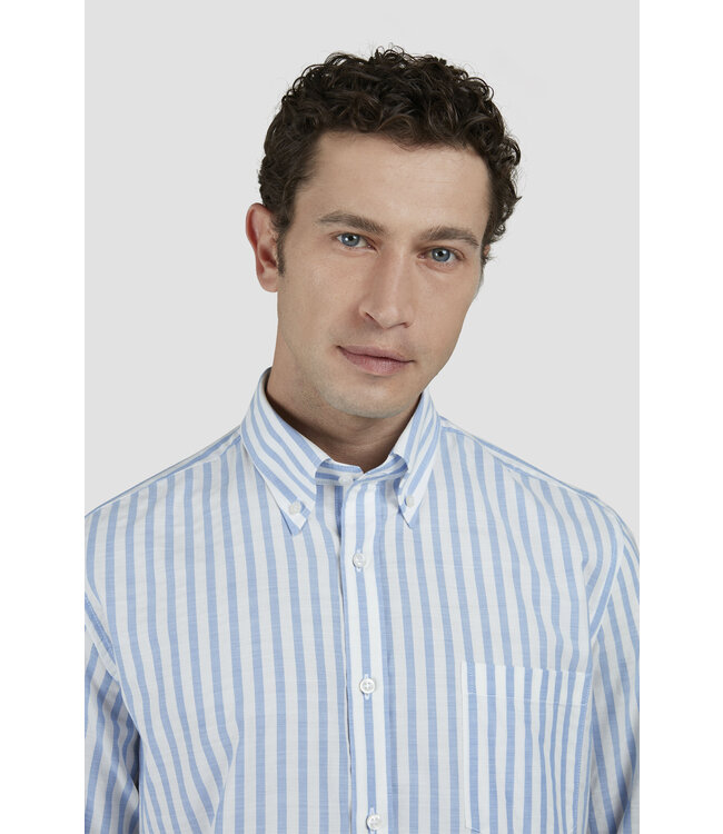 regular fit overhemd lichtblauw streep