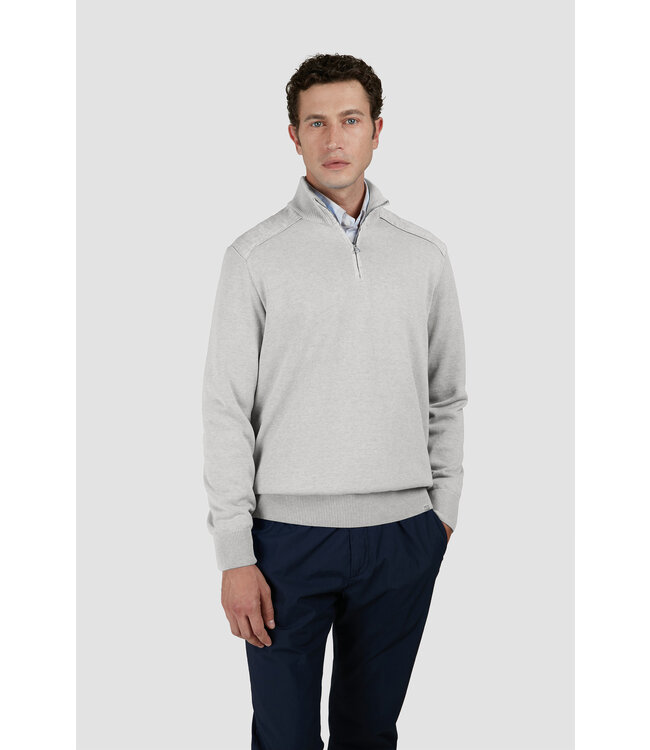 fresco katoenen zip trui lichtgrijs