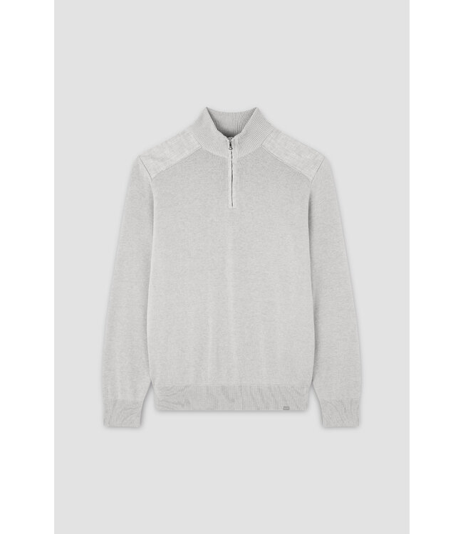 fresco katoenen zip trui lichtgrijs