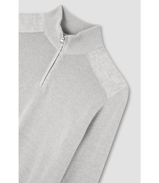 fresco katoenen zip trui lichtgrijs