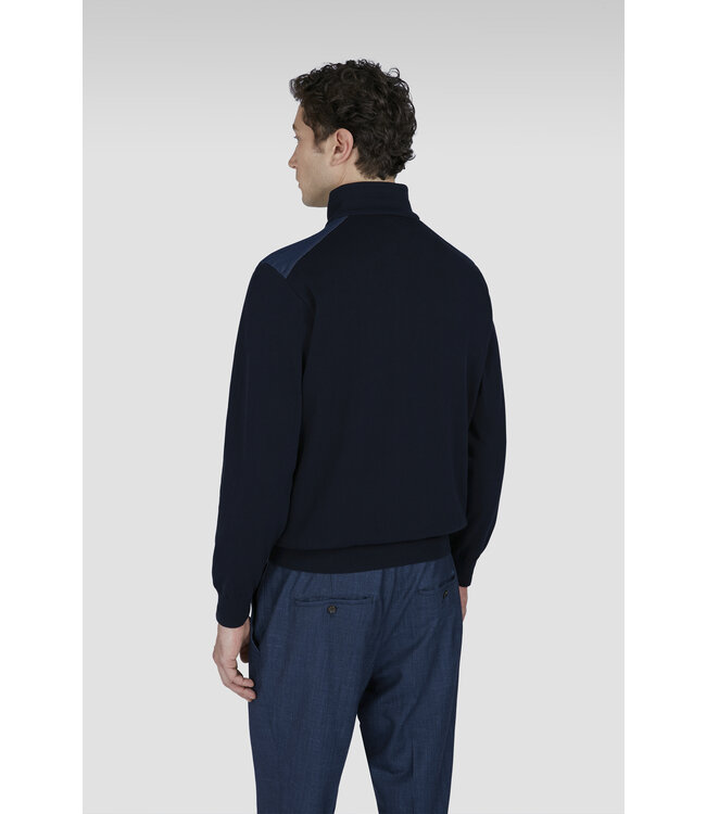 merino wollen zip trui marine