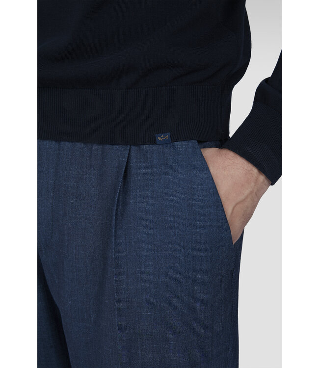 merino wollen zip trui marine