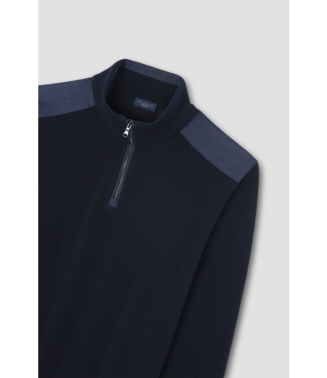 merino wollen zip trui marine