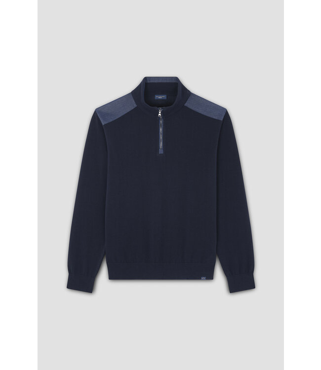 merino wollen zip trui marine