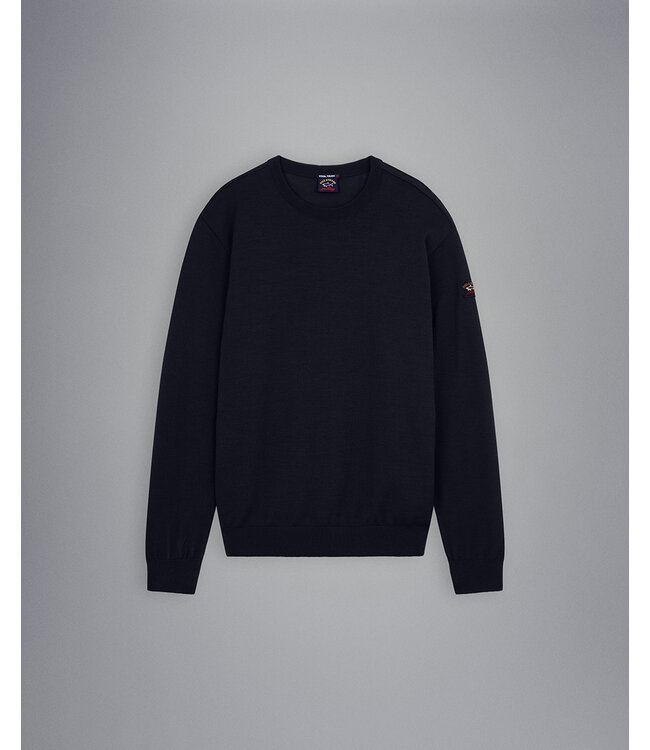 merino wollen ronde hals trui marine