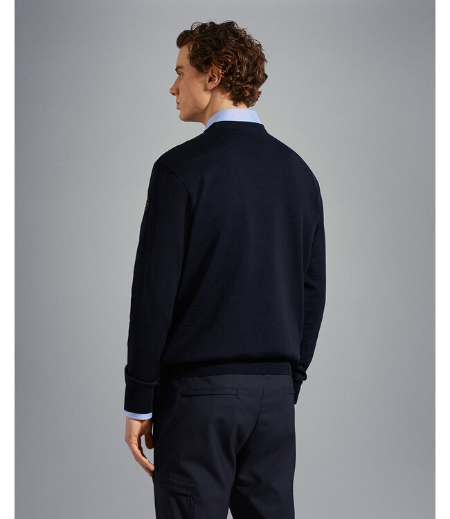 merino wollen ronde hals trui marine