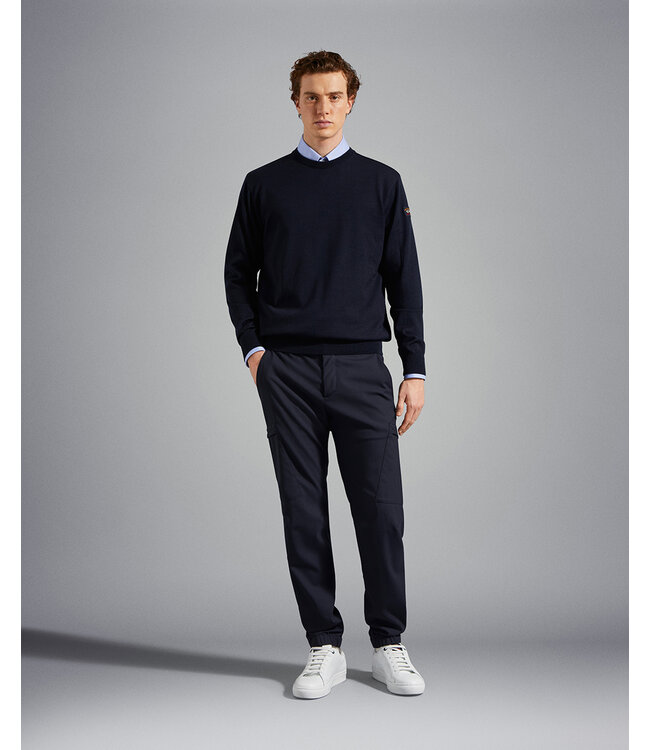 merino wollen ronde hals trui marine