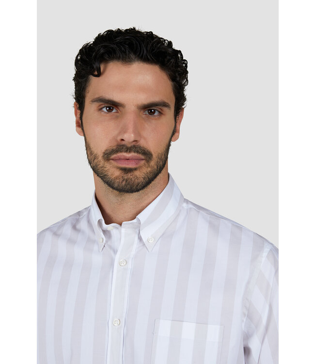 regular fit overhemd beige streep