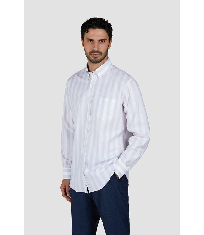 regular fit overhemd beige streep