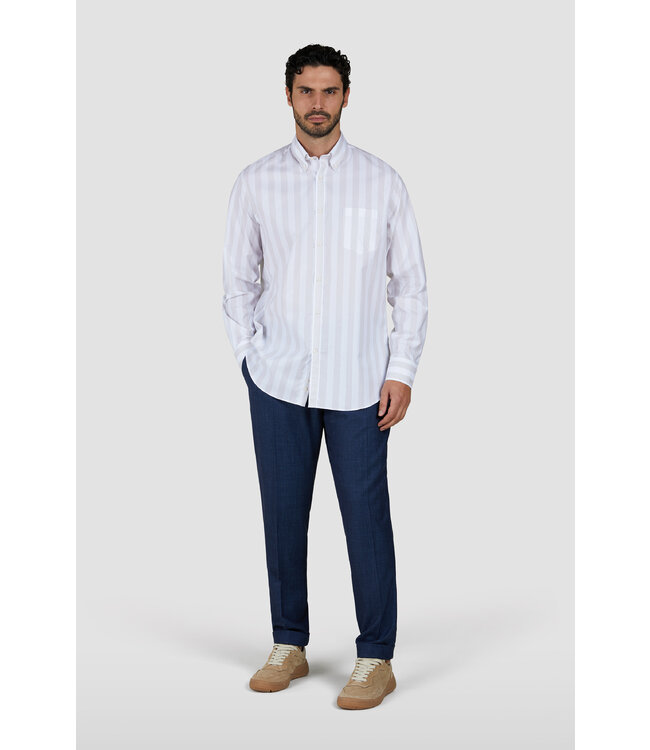 regular fit overhemd beige streep