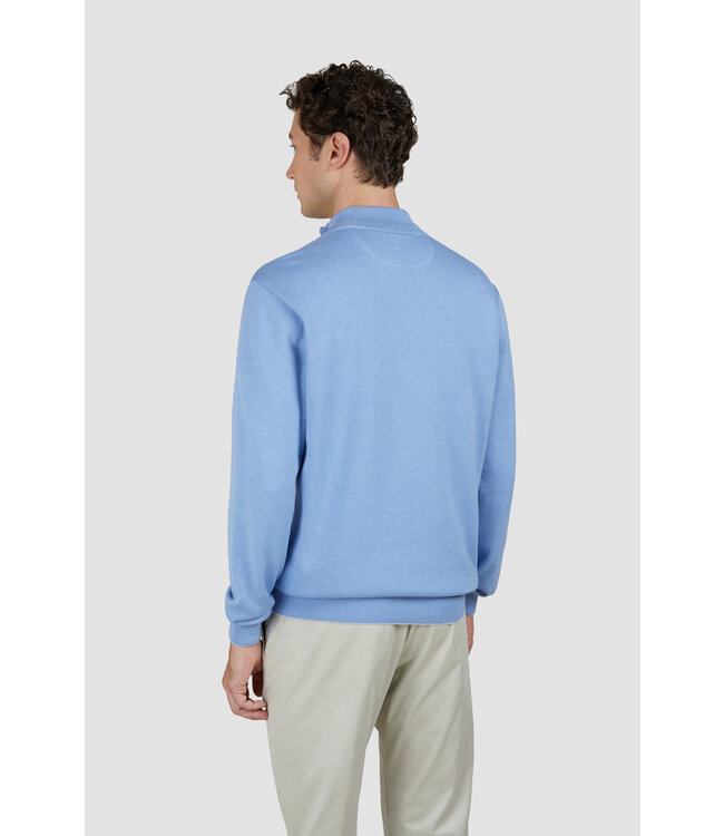 katoen cashmere zip trui lichtblauw