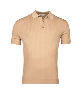 Thomas Maine gebreide korte mouw polo camel