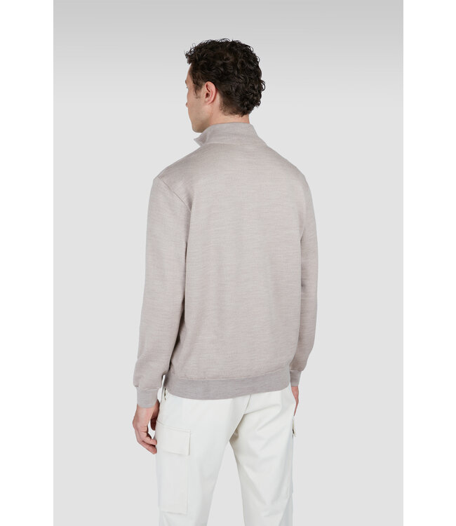 wollen zip trui met Alcantara® details beige