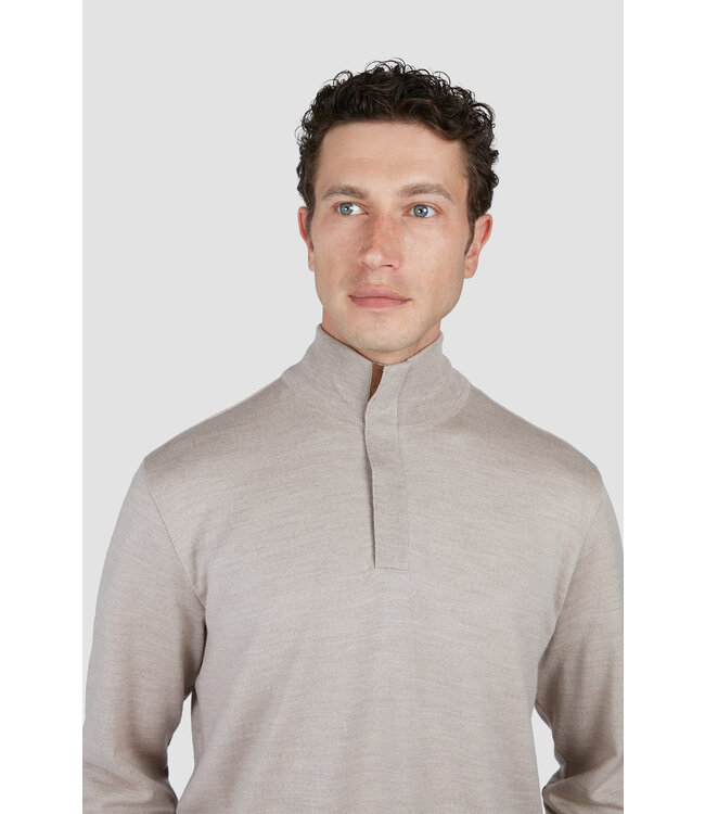 wollen zip trui met Alcantara® details beige