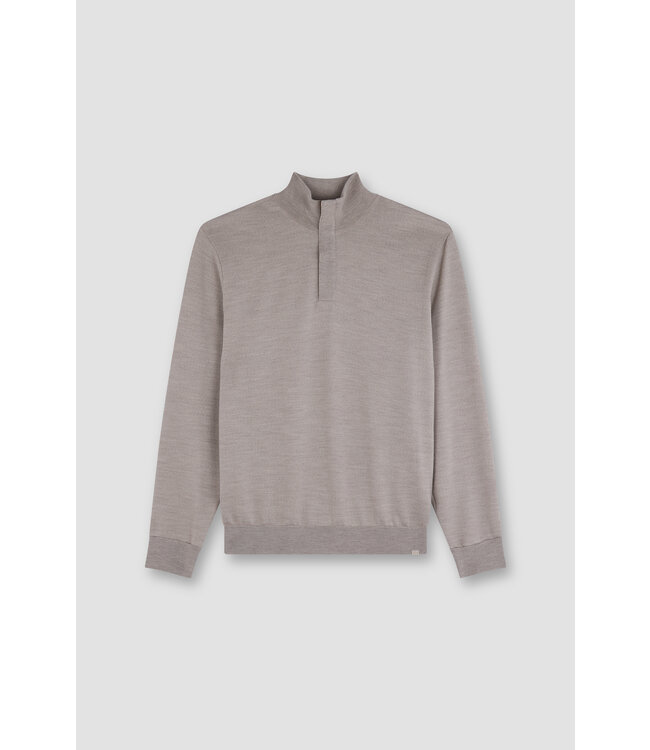 wollen zip trui met Alcantara® details beige