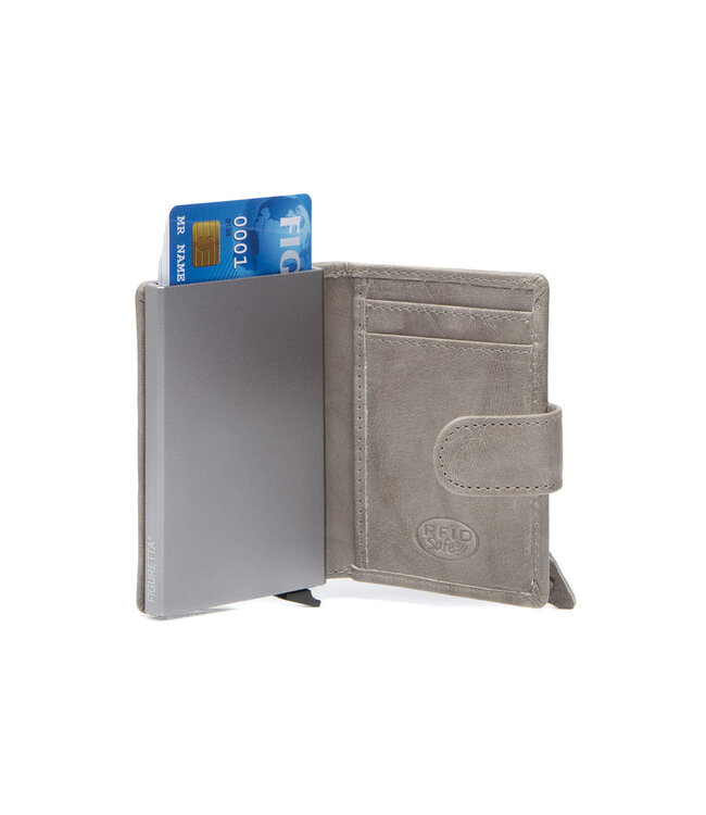 leren pashouder Prague lichtgrijs