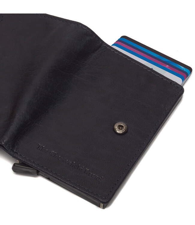 leren pashouder Prague marine