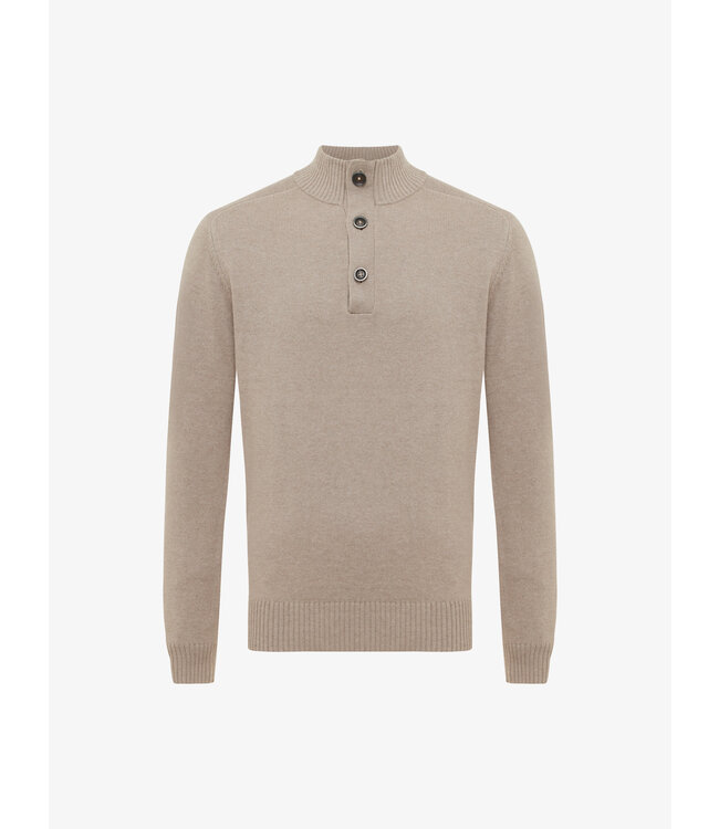 half buttonzip trui beige