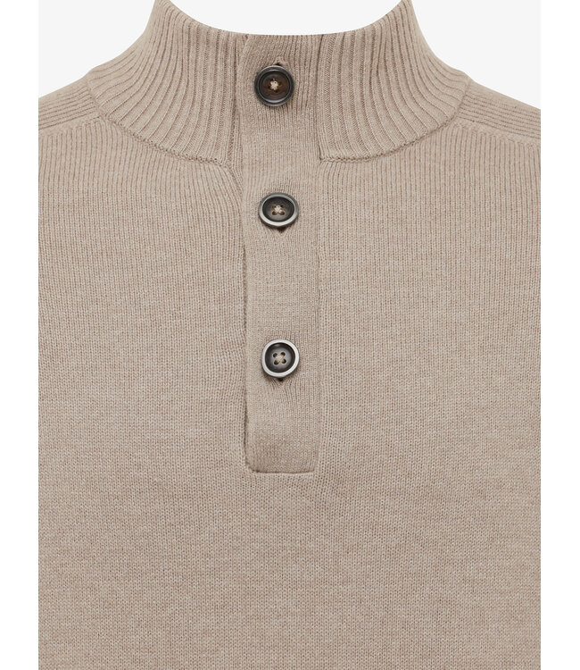half buttonzip trui beige