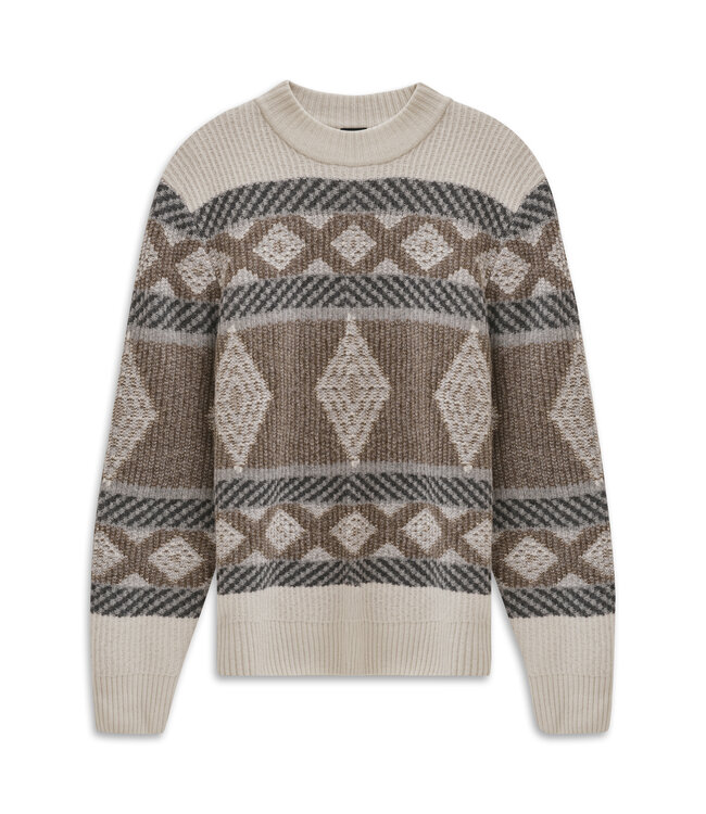 ronde hals trui bruin print