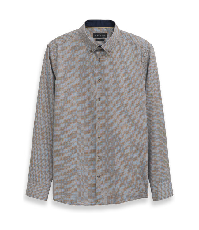 modern fit overhemd taupe print