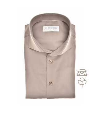 John Miller slim fit non iron overhemd lichtbruin