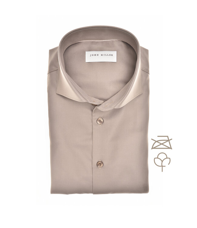 slim fit non iron overhemd lichtbruin