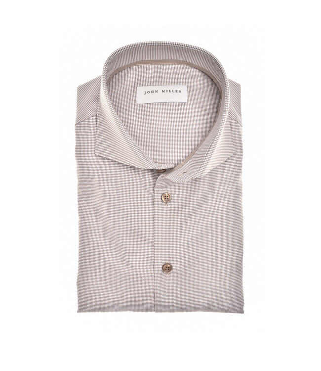 slim fit non iron overhemd middenbruin