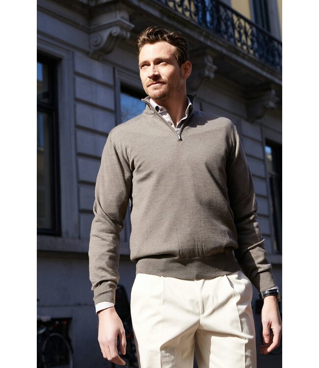 slim fit non iron overhemd middenbruin