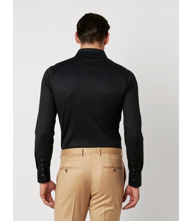 two-ply jersey overhemd zwart
