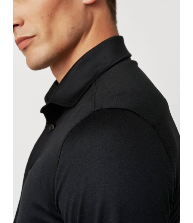 two-ply jersey overhemd zwart