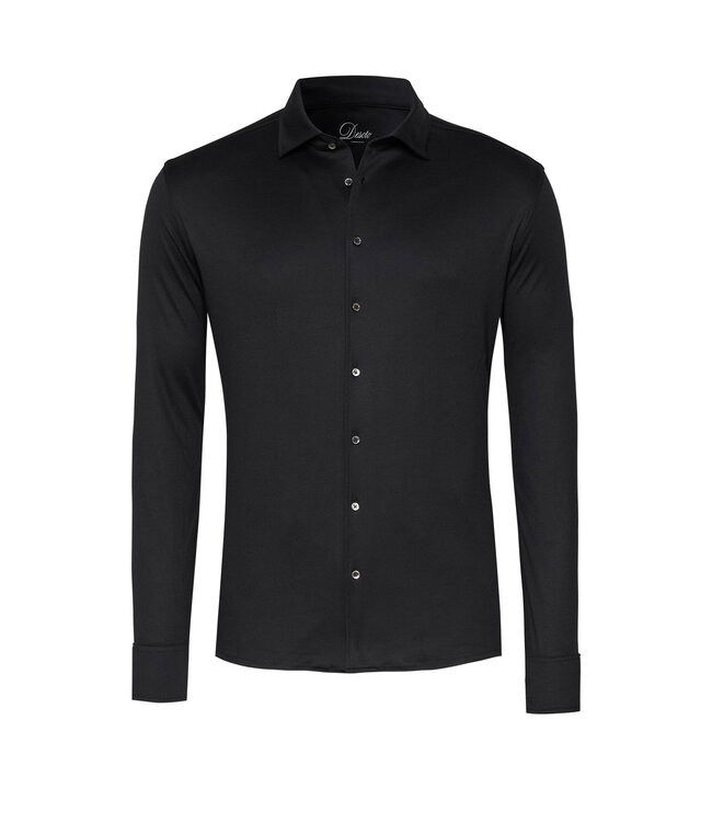 two-ply jersey overhemd zwart
