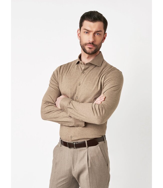 jersey overhemd bruin