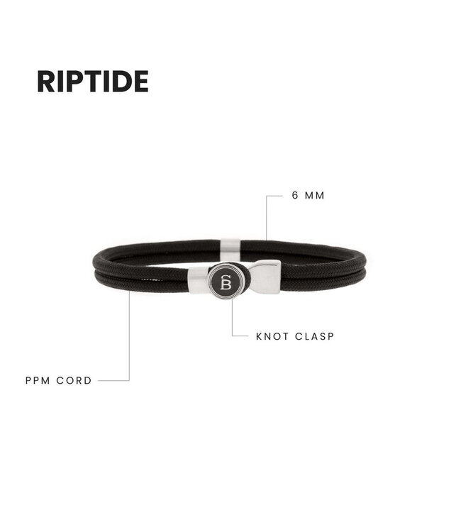 Riptide touw armband zwart