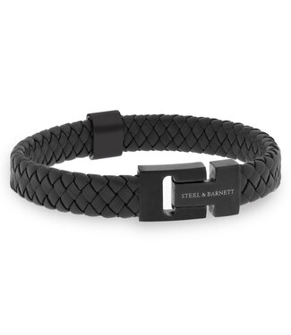 Steel & Barnett Harrison leren armband black edition Steel & Barnett Harrison leren armband black edition