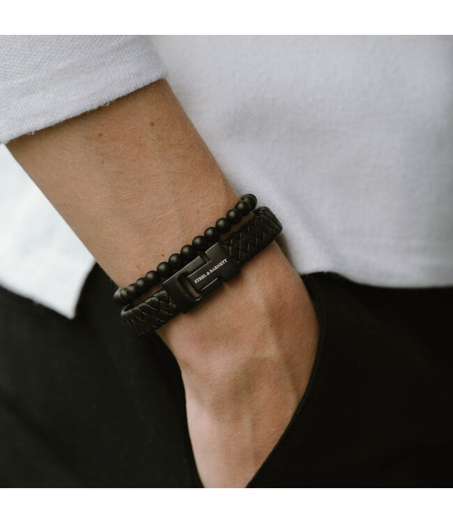 Harrison leren armband black edition