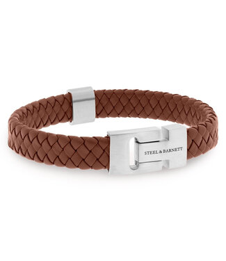 Steel & Barnett Harrison leren armband pindabruin Steel & Barnett Harrison leren armband pindabruin