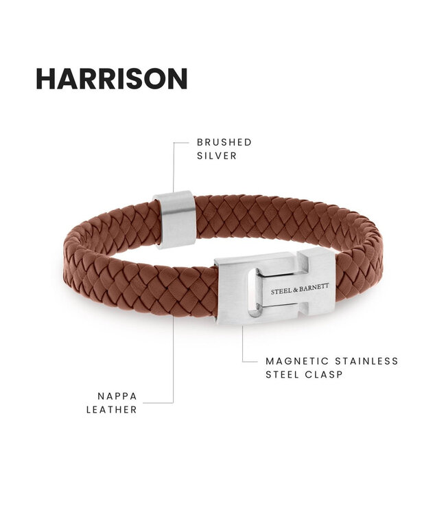 Harrison leren armband pindabruin