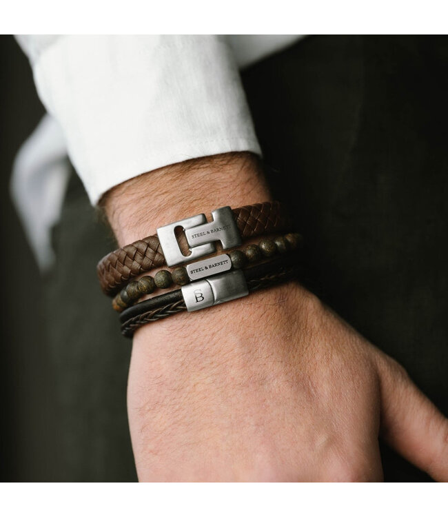 Harrison leren armband bruin