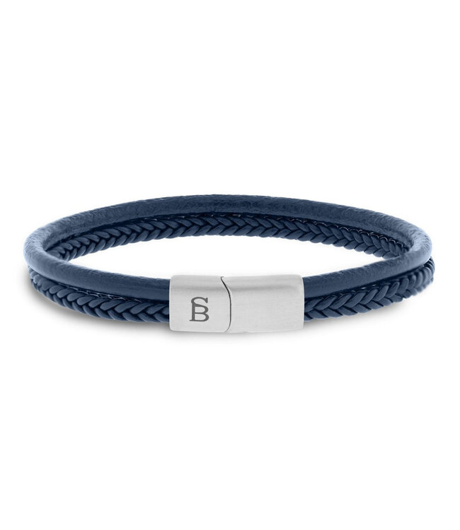 Denby leren armband blauw