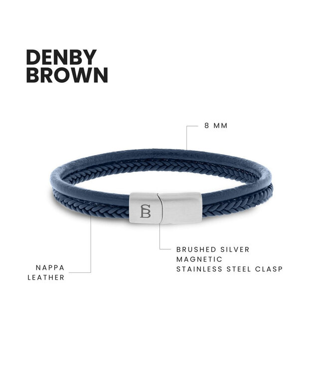 Denby leren armband blauw