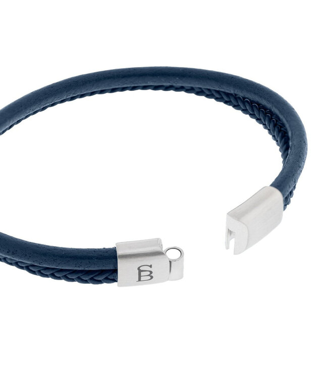 Denby leren armband blauw