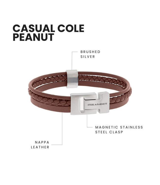 Casual Cole leren armband pindabruin